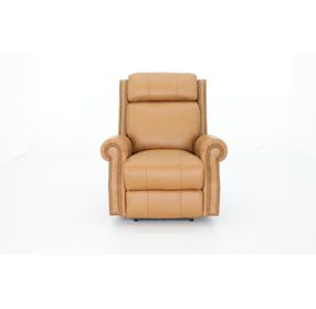 Blair Santa Fe Brandy Leather Power Recliner with Nailhead Trim and USB Charging