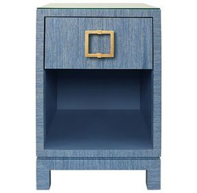 Blair Blue Dyed Square 1 Drawer Glass Top Side Table