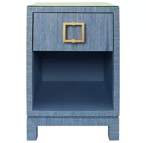 Blair Blue Dyed Square 1 Drawer Glass Top Side Table