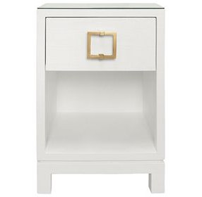 Blair White Square 1 Drawer Glass Top Side Table