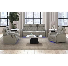 Tundra Simba Taupe Motion Reclining Living Room Set with Wireless Charger and LED
