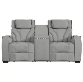 Tundra Simba Taupe 74" Motion Reclining Loveseat with Console and LED