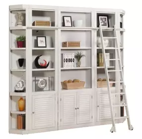 Boca Cottage White 6 Piece Library Wall With Corner Bookcases