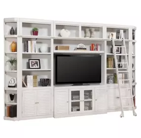 Boca Cottage White 6 Piece Entertainment Wall with Ladder