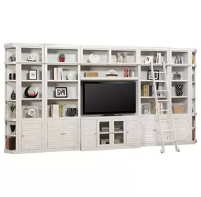 Boca Cottage White 9 Piece Entertainment Wall With Corner Bookcases