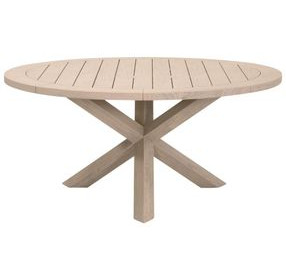 Boca Washed Ever Teak Outdoor 63" Round Dining Table