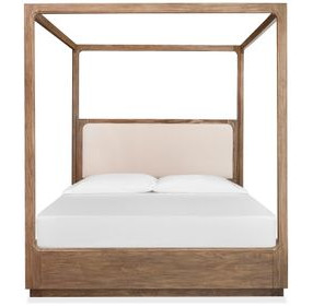 Westbourne Dark Umber and Milo Ivory California King Upholstered Poster Bed