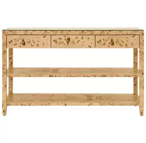 Briar Brown 52" Glass Top Console Table with 3 Drawers