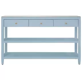 Briar Light Blue 52" Glass Top Console Table with 3 Drawers