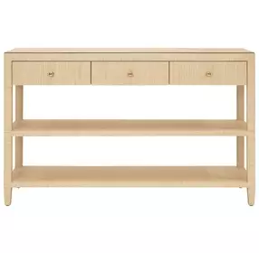 Briar Natural 52" Glass Top Console Table with 3 Drawers