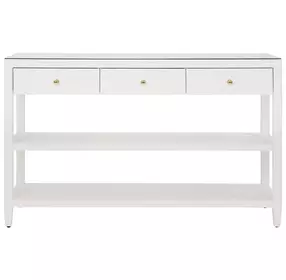 Briar White 52" Glass Top Console Table with 3 Drawers
