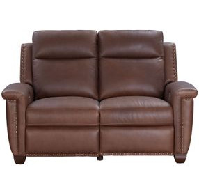 Briar Clifton Chocolate Leather 63" Power Reclining Loveseat with Power Headrests