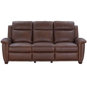 Briar Clifton Chocolate Leather 86" Power Reclining Sofa with Power Headrests