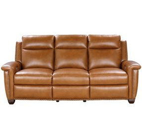 Briar Elwood Saddle Leather 86" Power Reclining Sofa with Power Headrests