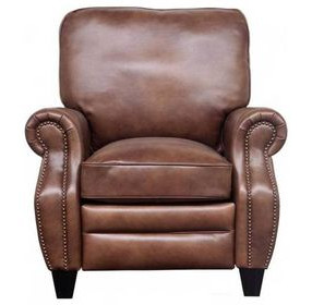 Briarwood Wenlock Tawny Leather Push Thru The Arms Recliner with Nailhead Trim