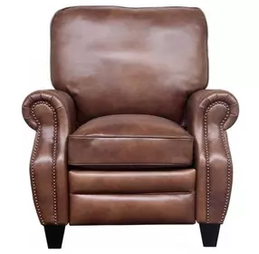 Briarwood Wenlock Tawny Leather Push Thru The Arms Recliner with Nailhead Trim