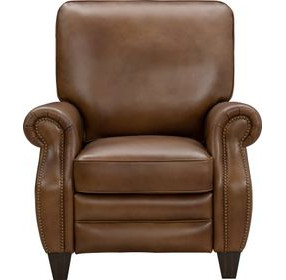 Briarwood Wenlock Tawny Leather Push Thru The Arms Recliner with Nailhead Trim