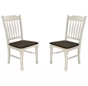 British Isles Chalk Cocoa Bean Slatback Side Chair Set of 2