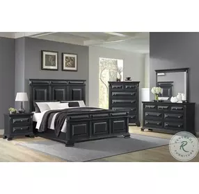 Sumner Distressed Black Panel Bedroom Set
