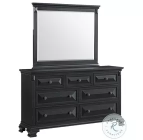 Sumner Distressed Black 7 Drawer Dresser And Mirror