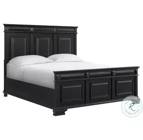 Sumner Distressed Black King Panel Bed