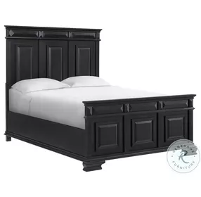 Sumner Distressed Black Queen Panel Bed
