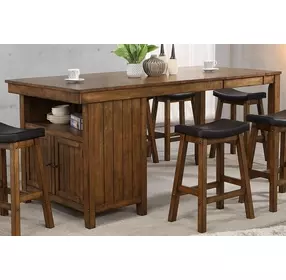 Brigantine Distressed Walnut 78" Extendable Rectangular Counter Height Kitchen Island