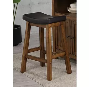 Brigantine Distressed Walnut Upholstered Counter Height Stool
