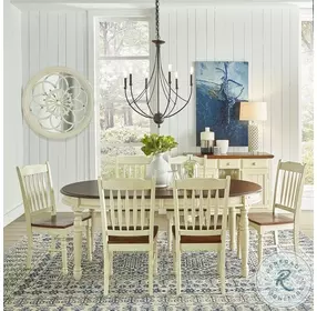 British Isles Merlot Buttermilk 76" Extendable Oval Dining Room Set