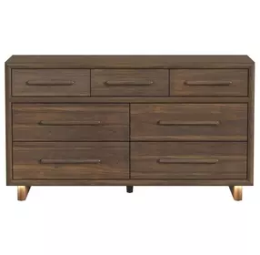 Perth Brown 7 Drawer Dresser with LED