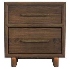Perth Brown 2 Drawer Nightstand with USB Charging and LED