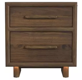 Perth Brown 2 Drawer Nightstand with USB Charging and LED