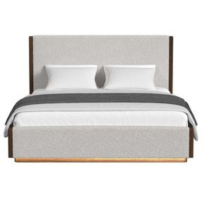 Perth Beige and Brown King Upholstered Platform Bed with LED