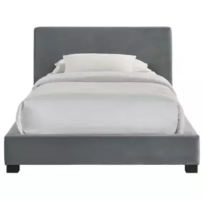 Natalie Gray and Espresso Twin Upholstered Panel Bed