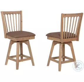 Brownstone Warm Brown Slat Back Swivel Counter Height Stool