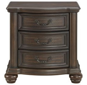 Rosalinda Mahogany 2 Drawer Nightstand with USB Charging
