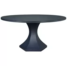 Bryce Textured Navy Linen Hexagonal Base 60" Dining Table