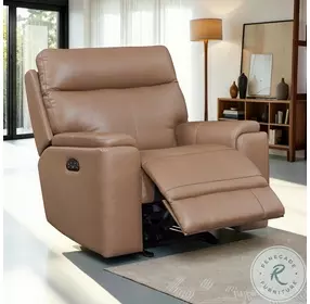 Bryluxe Tuscan Tan Glider Leather Power Recliner