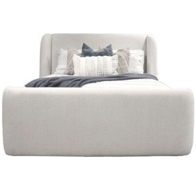 Shiloh White Mocha Performance Fabric Queen Upholstered Platform Bed