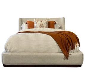 Sofia Blanched Almond Upholstered King Panel Bed