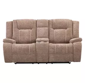 Bruno Plush Tobacco 80" Reclining Loveseat with Console and USB Charging