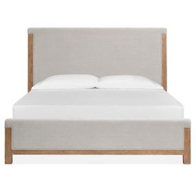 Plum Creek Sierra Brown and Elite Dove Queen Upholstered Panel Bed