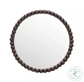 Baria Walnut Finish Round Wall Mirror