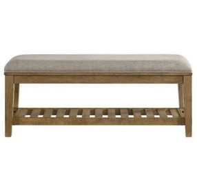 Andover Maple and Gray Upholstered Bed Bench with Storage