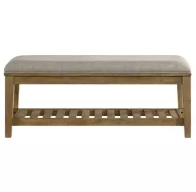 Andover Maple and Gray Upholstered Bed Bench with Storage