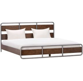Zest Dark Oak and Gray Queen Platform Bed