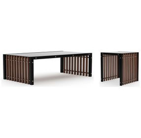 Pinstripe Dark Chocolate and Rich Walnut Occasional Table Set