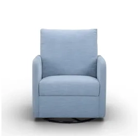 Nancy Chambray Blue Upholstered Swivel Glider Rocker Nursing Chair