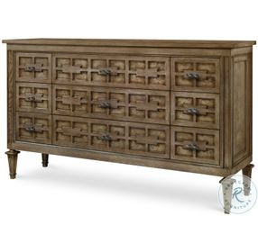 Casa Bella Timber Grey 9 Drawer Burl Dresser