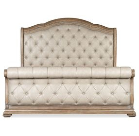 Marisol Fawn and Cream King Leather Upholstered Sleigh Bed